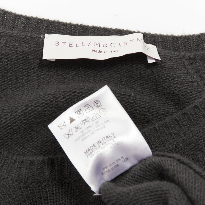 STELLA MCCARTNEY 2010 charcoal virgin wool cashmere raglan sweater IT38 XS