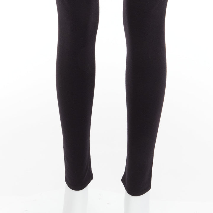 ALAIA black wool blend minimal classic soft skinny long legging FR38 M
