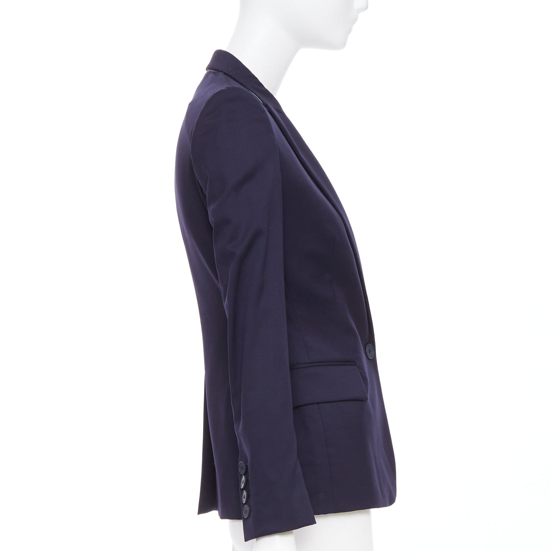 STELLA MCCARTNEY navy wool flap pocket single breasted blazer IT34 XXS