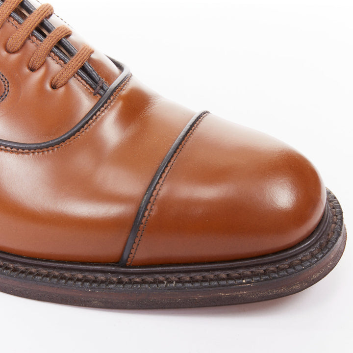 CHURCH'S Lancaster sandalwood tan brown polished binder welted oxford UK5 E