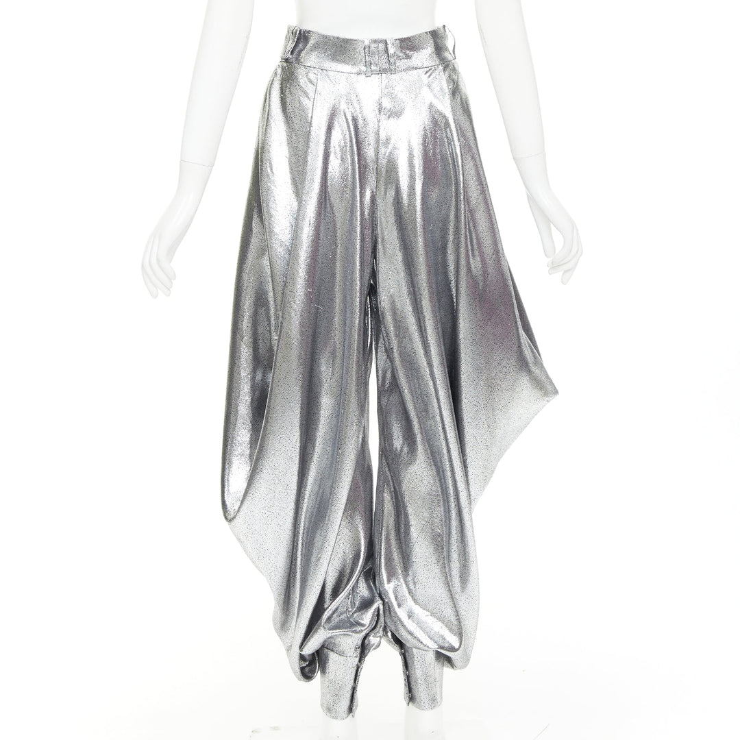 ALEXANDRE VAUTHIER COUTURE SS2021 Runway silver lame halter bloomer pants set