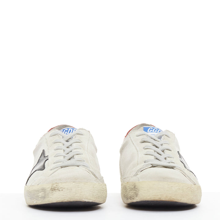 GOLDEN GOOSE SuperStar grey suede red metallic trim star distressed sneaker EU38