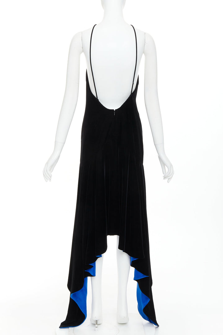 ALEXANDRE VAUTHIER COUTURE AW2022 Runway black velvet blue symmetric slip dress