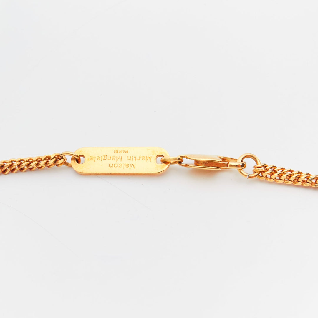 rare MAISON MARGIELA gold hollow frame pin pendant double chain necklace