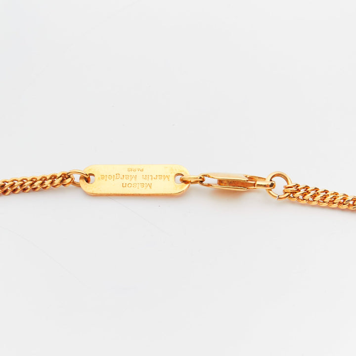 rare MAISON MARGIELA gold hollow frame pin pendant double chain necklace