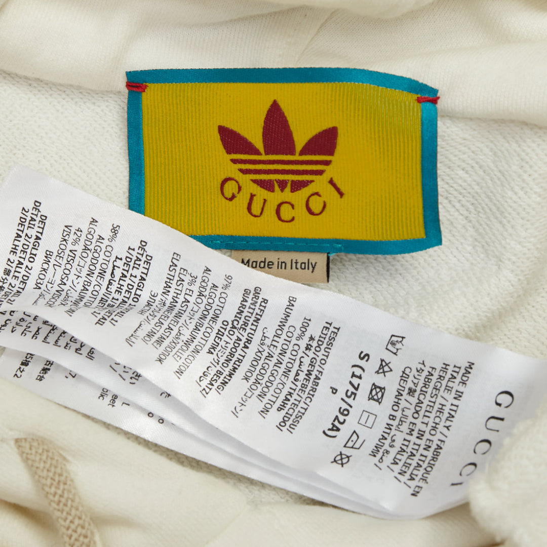 GUCCI 2022 Runway Adidas Trefoil cropped raw hem oversized hoodie sweatshirt S