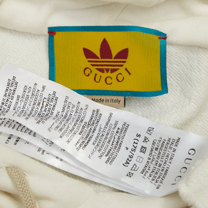 GUCCI 2022 Runway Adidas Trefoil cropped raw hem oversized hoodie sweatshirt S