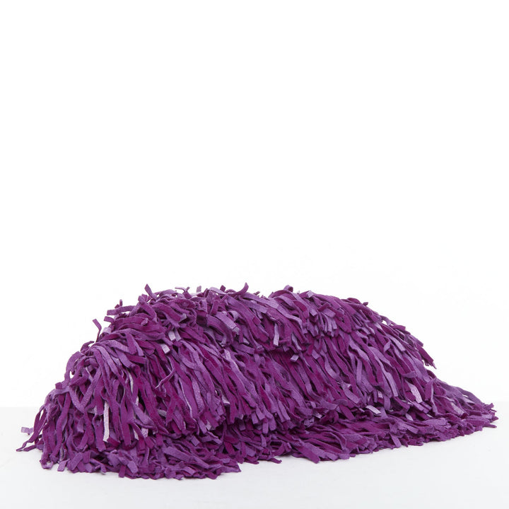 CHRISTIAN LOUBOUTIN purple suede leather fringe heel kiss lock clutch bag