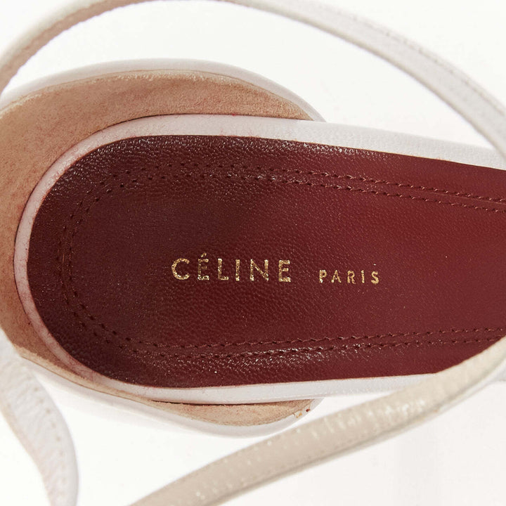 CELINE Phoebe Philo 2018 Night Out white leather T strap ankle pumps EU36.5