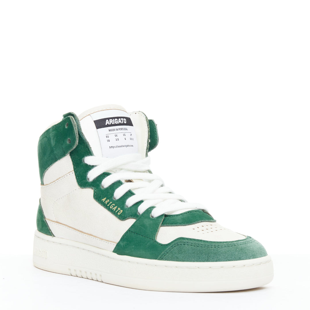 AXEL ARIGATO Dice green seude white leather high top sneakers EU36