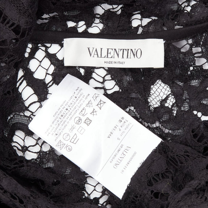 VALENTINO VLTN logo print floral black sheer lace hoodie lace cropped hoodie S