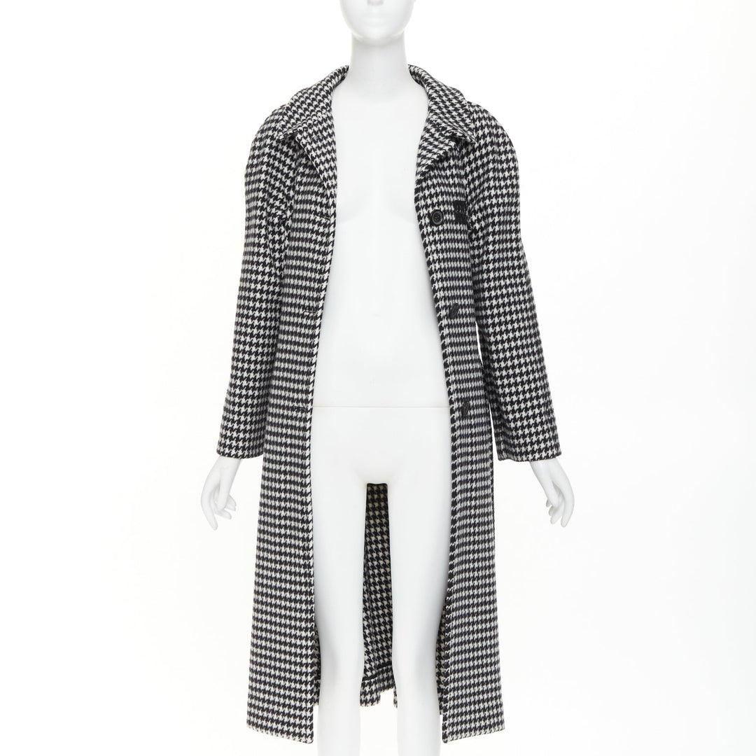 MIU MIU 2022 Pied De Poule houndstooth virgin wool logo applique coat IT38 XS