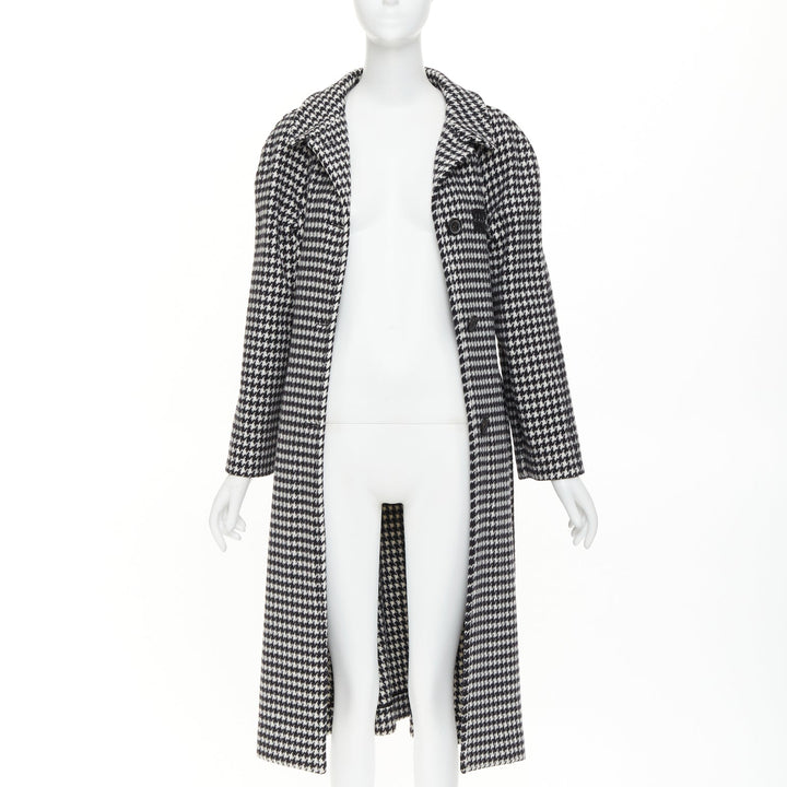 MIU MIU 2022 Pied De Poule houndstooth virgin wool logo applique coat IT38 XS