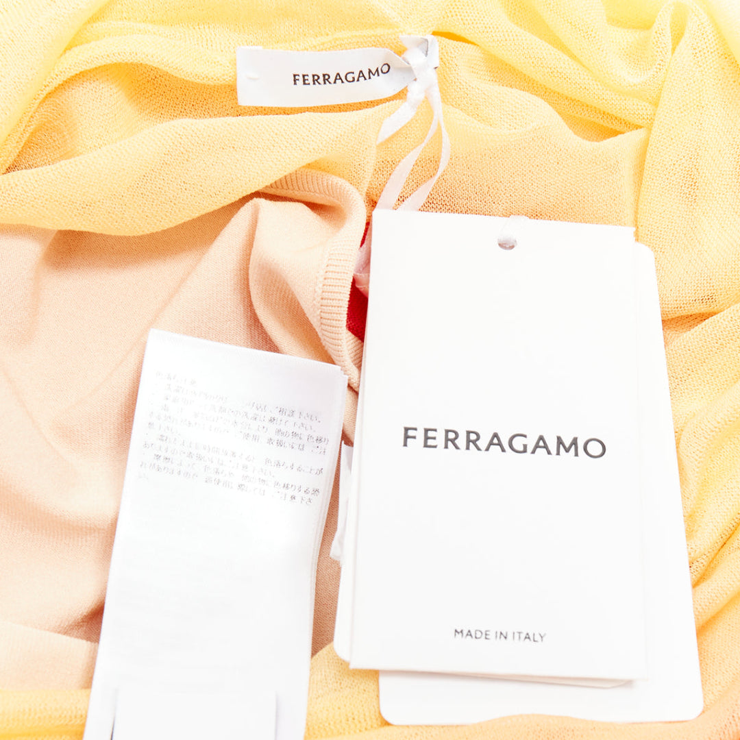 FERRAGAMO Maximilian Davis 2023 Runway one shoulder red ombre tulle dress M