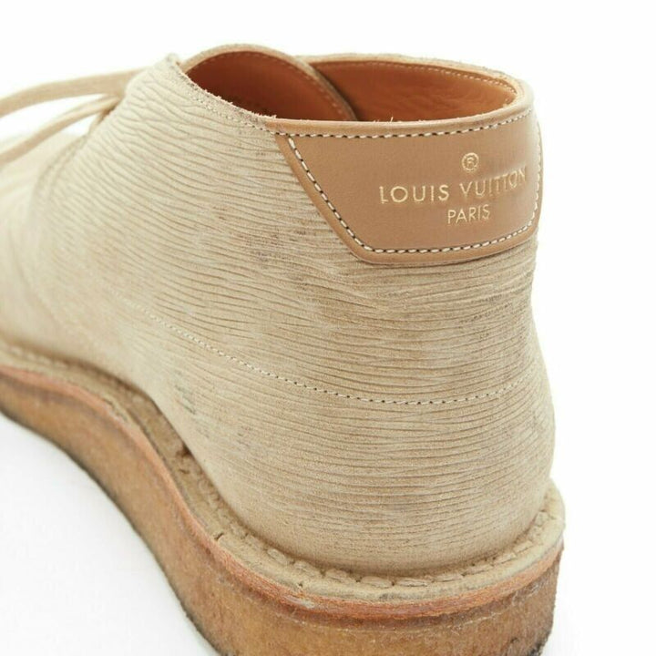 LOUIS VUITTON taupe sand epi suede crepe sole ankle desert boot UK5 EU39