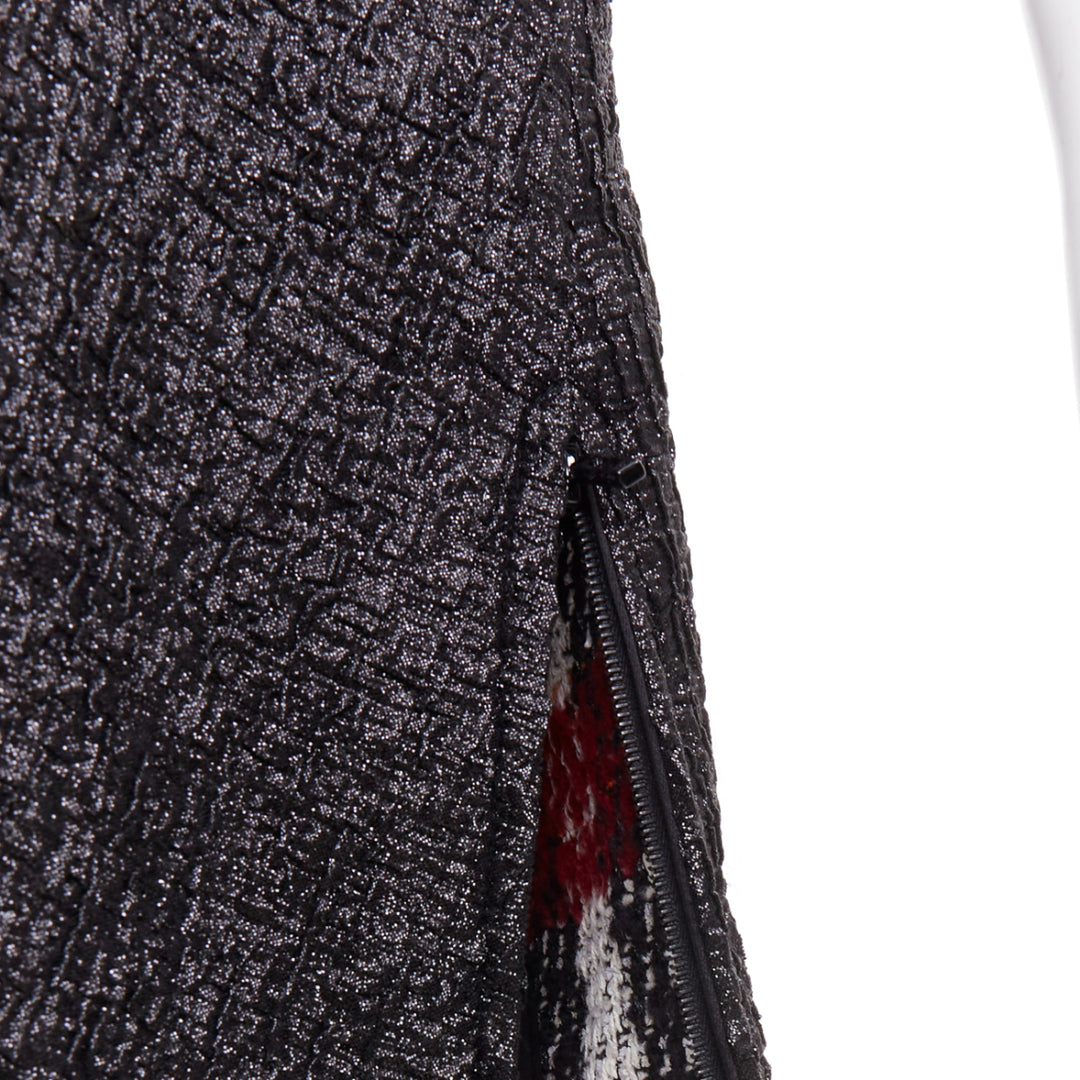 CHANEL 2016 Runway gunmetal glitter black pleated tweed sleeveless dress FR42 L