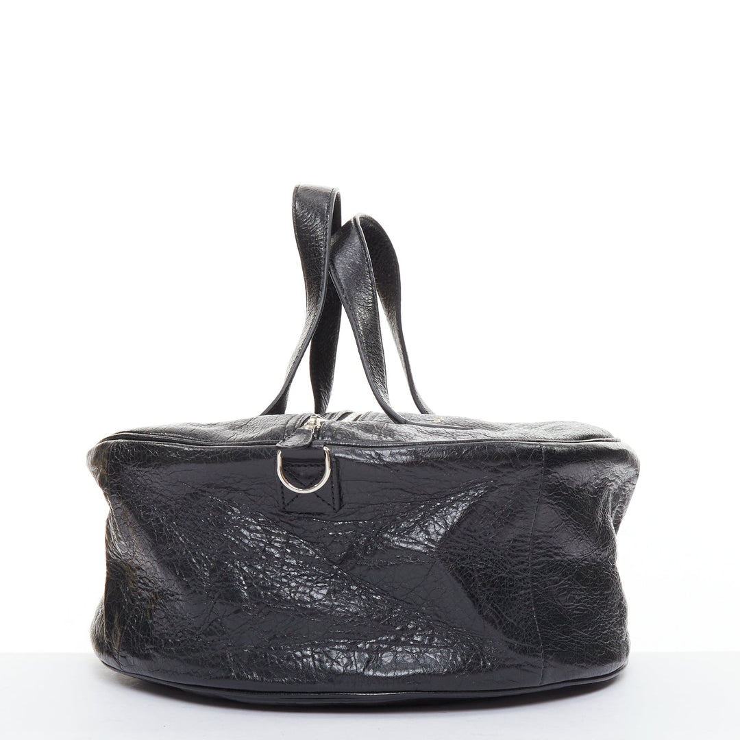 BALENCIAGA 2017 Arena Round Air S Hobo black leather cylinder crossbody bag