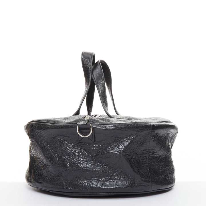 BALENCIAGA 2017 Arena Round Air S Hobo black leather cylinder crossbody bag