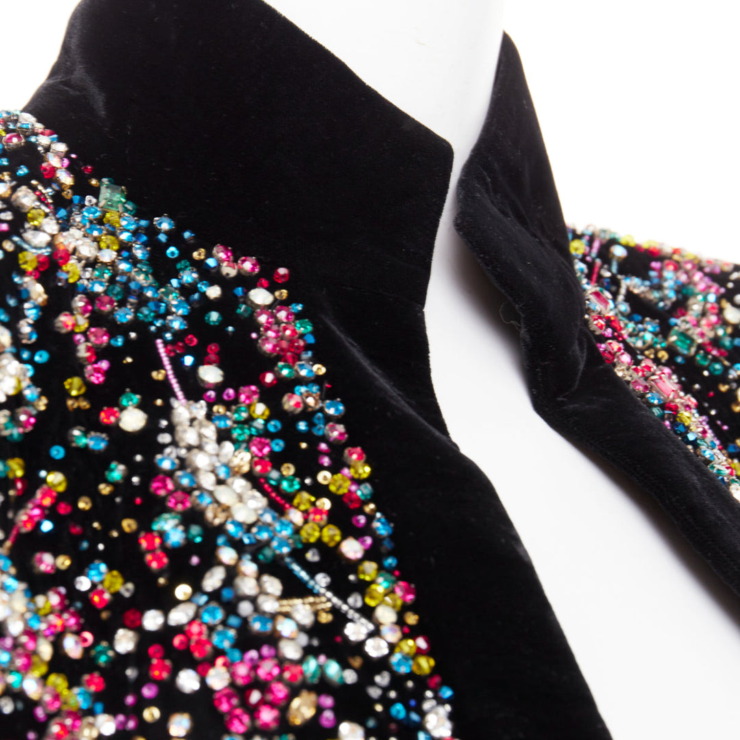 rare ALEXANDRE VAUTHIER COUTURE SS2021 Runway black velvet crystal crop jacket