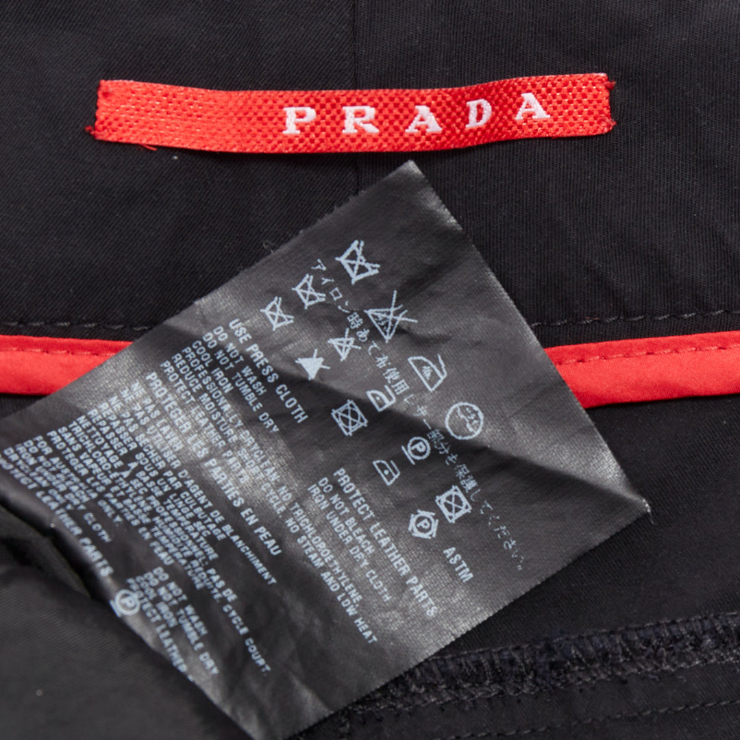 PRADA 2007 Vintage Linea Rossa black logo cropped shorts IT40 S