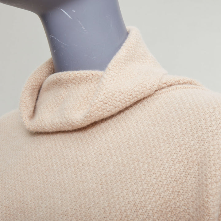 MAX MARA beige virgin wool cashmere cable knit sleeve sweater S
