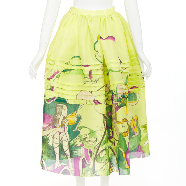 rare PRADA JAMES JEAN 2008 Runway Fairy green silk organza full skirt set IT40 S