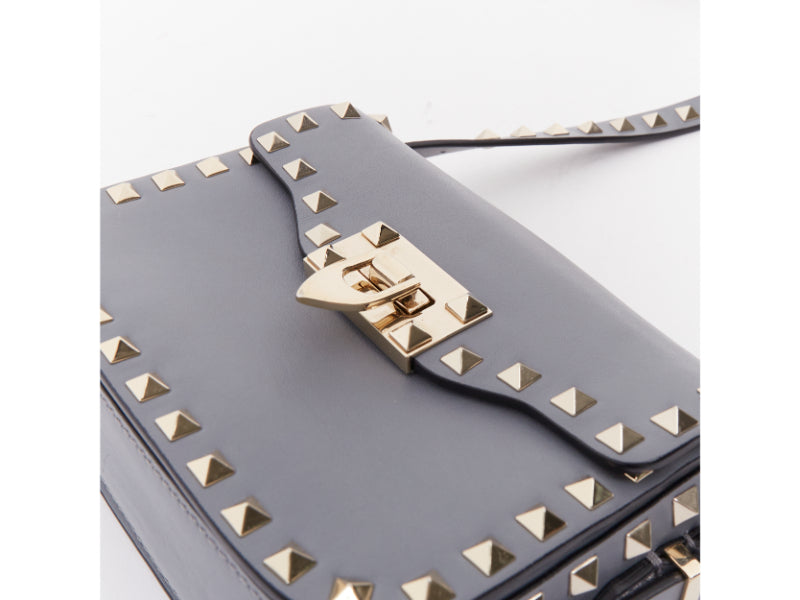 VALENTINO Rockstud light blue silver studs turnlock crossbody shoulder bag