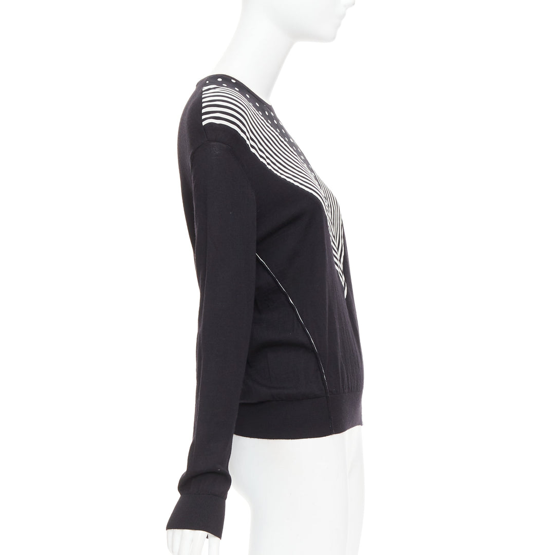 STELLA MCCARTNEY 2016 black white virgin wool silk trim long sleeve sweater