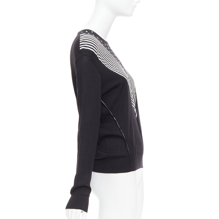 STELLA MCCARTNEY 2016 black white virgin wool silk trim long sleeve sweater