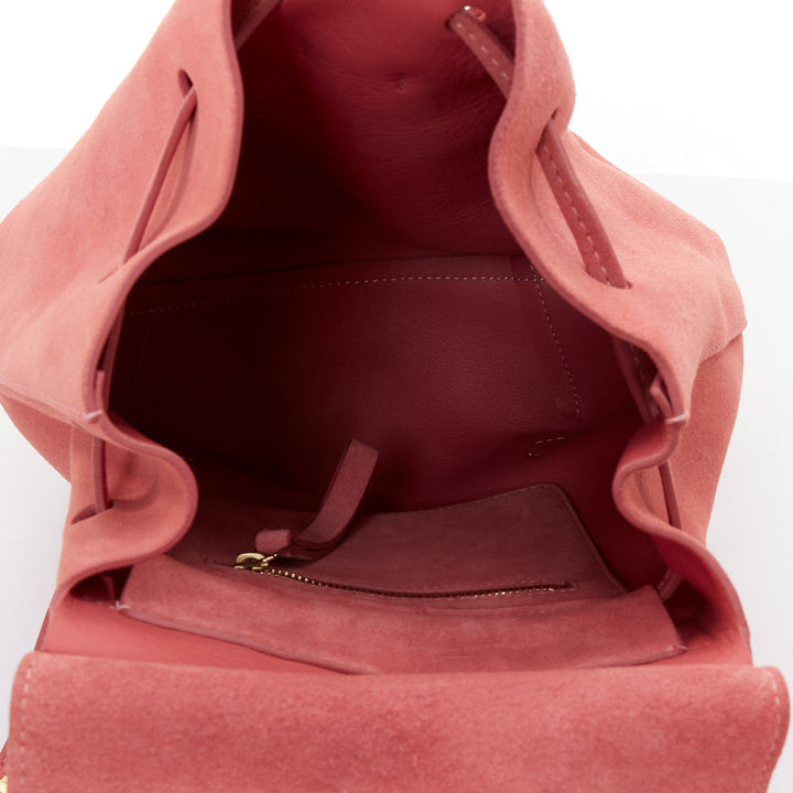 MANSUR GAVRIEL Suede Mini Backpack pink leather gold logo tie bag