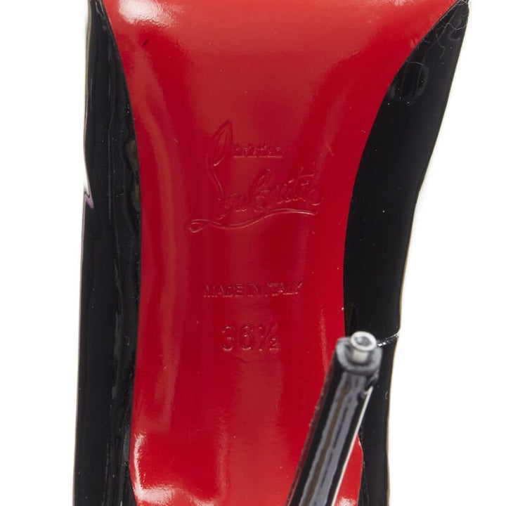 CHRISTIAN LOUBOUTIN Fifille 100 black patent round toe stiletto pump EU36.5