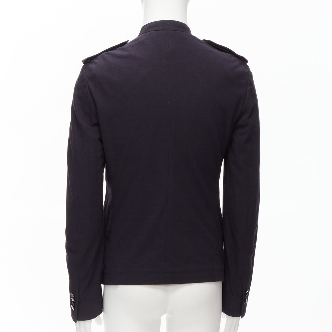 Male mannequin wearing Lanvin by Alber Elbaz Navy Cotton Men Coat in Size IT48 | Available at JHROP