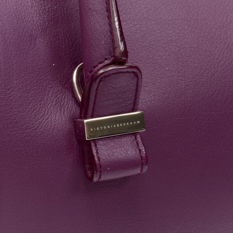 VICTORIA BECKHAM Seven purple leather rolled handle structured bowling bag