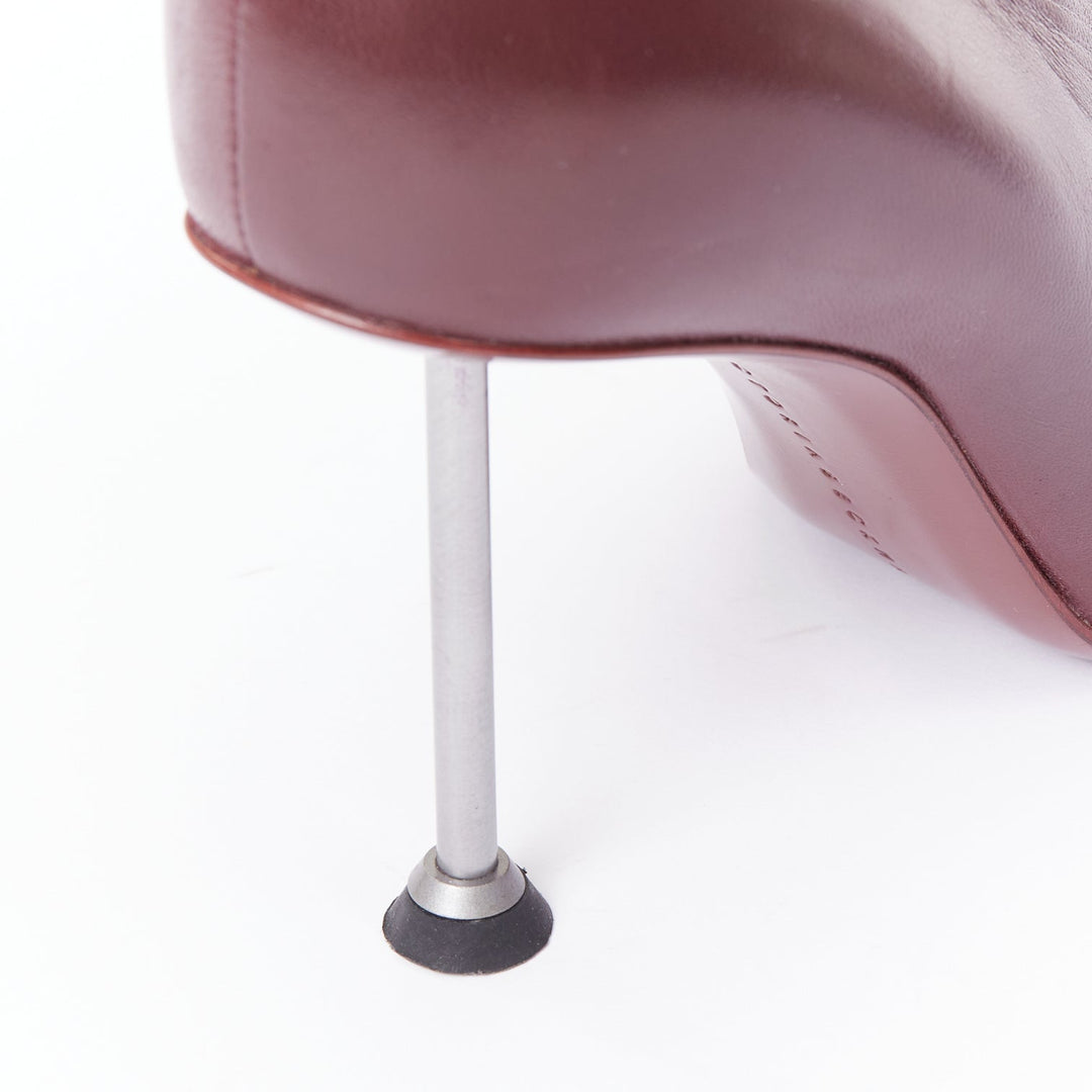 VICTORIA BECKHAM Pin plum burgundy smooth leather silver nail heel pumps EU38