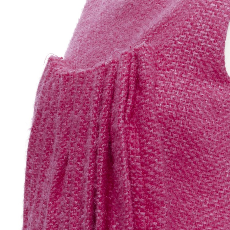 MARNI pink wool tweed gathered pleat contrast back sleeveless dress IT38 XS