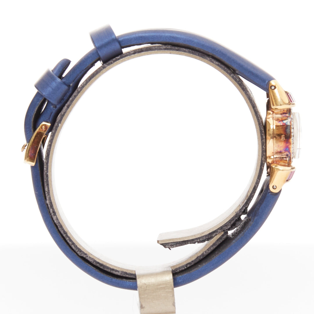 OMEGA Vintage diamond ruby blue satin cocktail watch