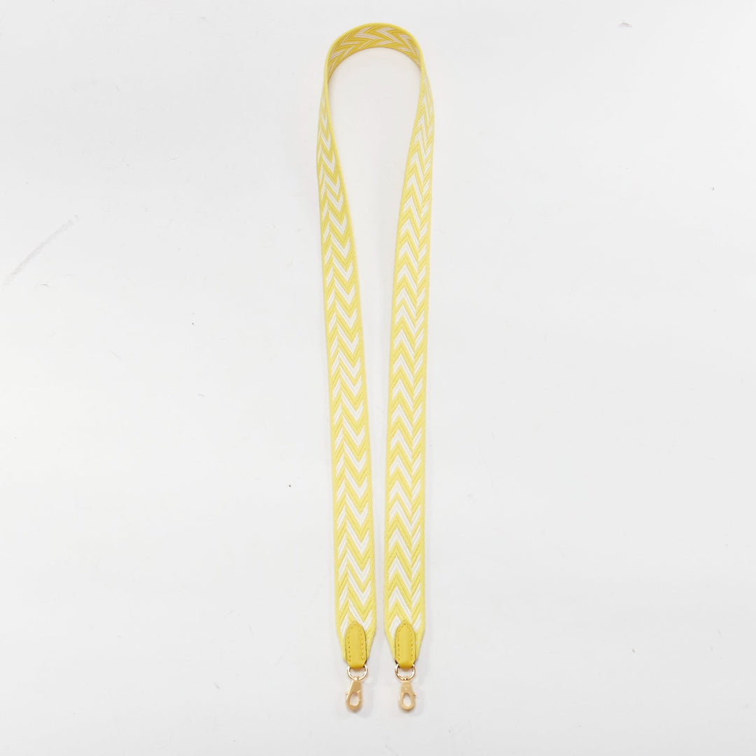 HERMES Sangle Zigzag 25 yellow white chevron woven fabric gold hardware strap