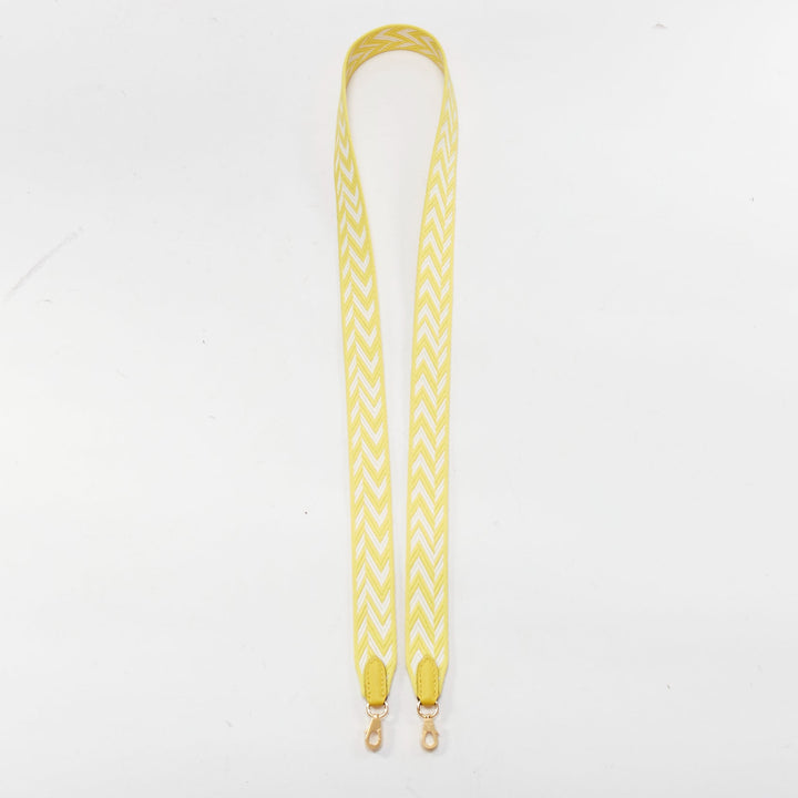HERMES Sangle Zigzag 25 yellow white chevron woven fabric gold hardware strap