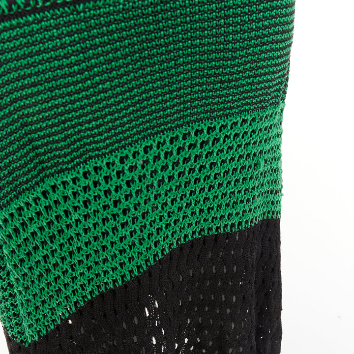 PROENZA SCHOULER 2016 green black asymmetric lattice crochet knit dress S