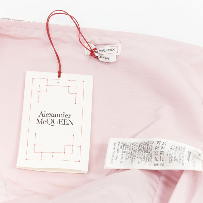 ALEXANDER MCQUEEN faille light pink ballon sleeve technical dress IT38 XS