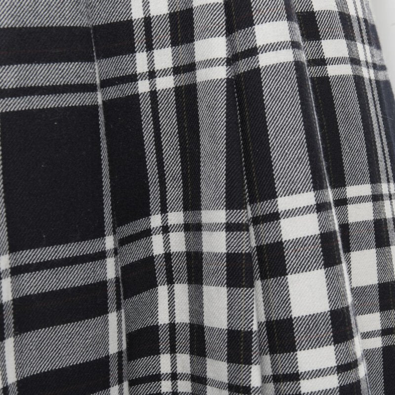 TRICOT COMME DES GARCONS 1980s Vintage plaid check sash pleated skirt M