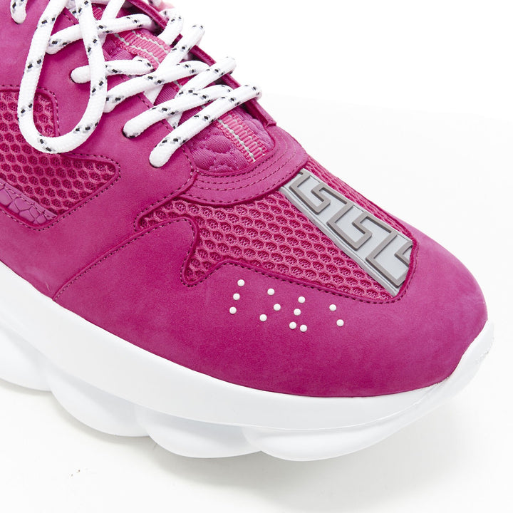 VERSACE Chain Reaction Blowzy all pink suede low top chunky sneaker EU41.5