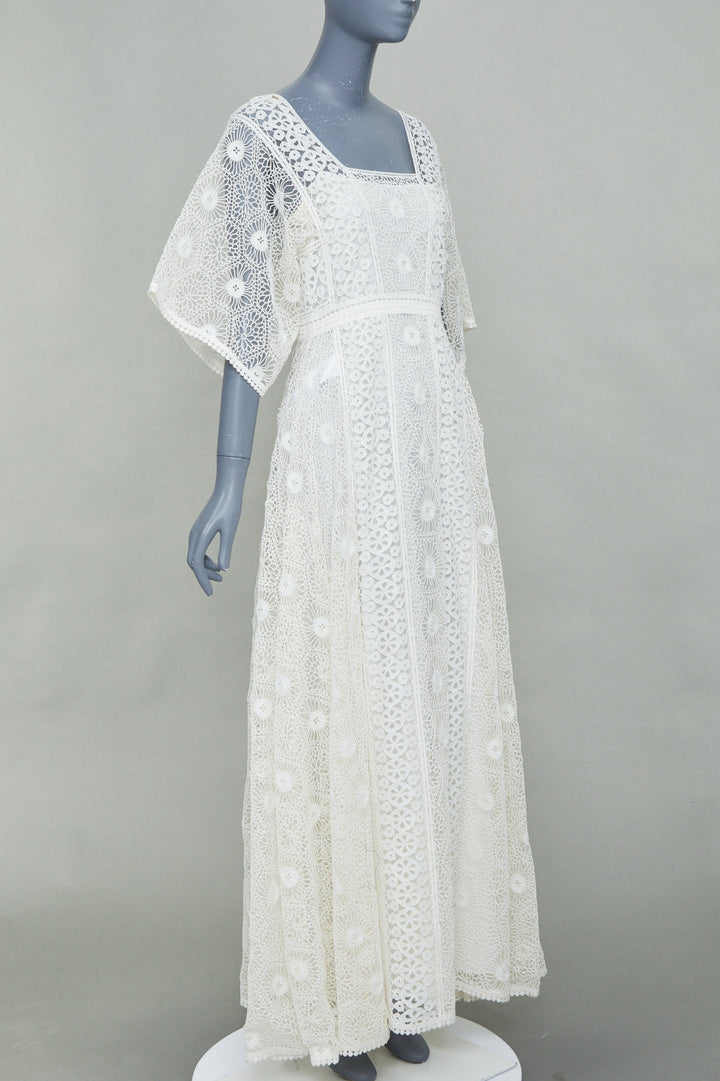 CHRISTIAN DIOR 2023 patchwork cutout floral embroidery lace maxi dress FR38 M