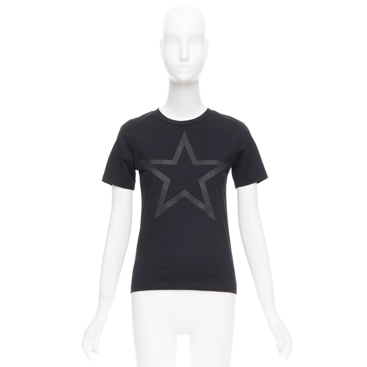 GIVENCHY black cotton star textured print fitted short sleeve tshirt S