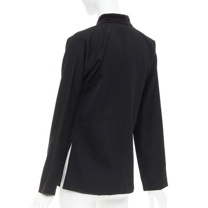 COMME DES GARCONS TRICOT 1998 Vintage black wool velvet mandarin collar jacket