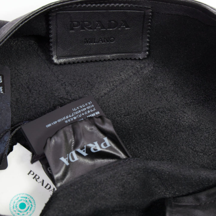 rare PRADA 2023 Runway Raf Simons Vitello black leather buckle vest IT48 M
