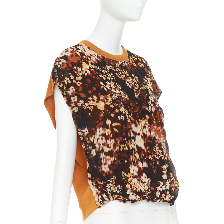 DRIES VAN NOTEN 2021 Hernet brown black cotton blurry floral cap sweater S