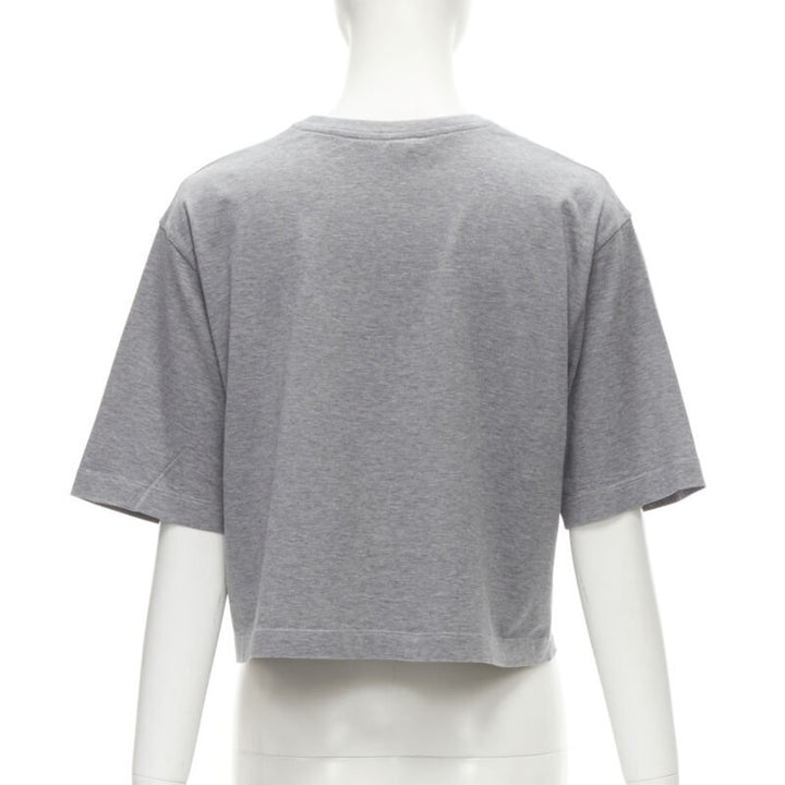 FENDI Femme Fierce embroidery FF logo grey cropped cotton tshirt M