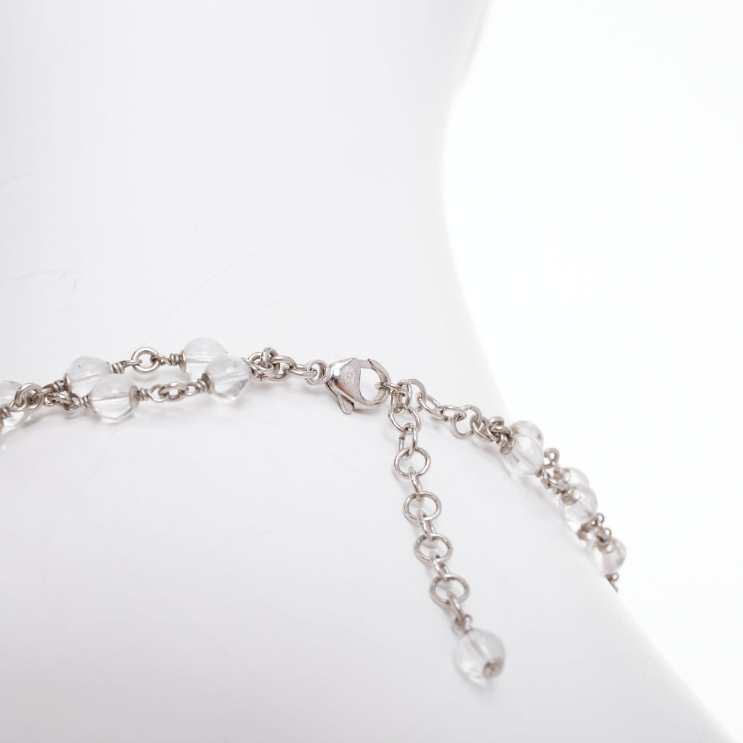 CHANEL 2015 tiered clear crystal bead gold globe strand sautoir necklace