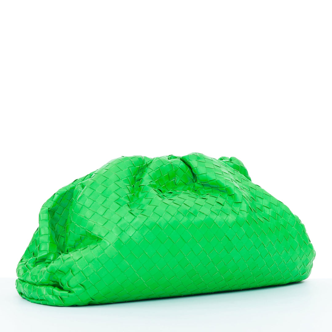 BOTTEGA VENETA Parakeet The Pouch green Intrecciato nappa leather clutch bag